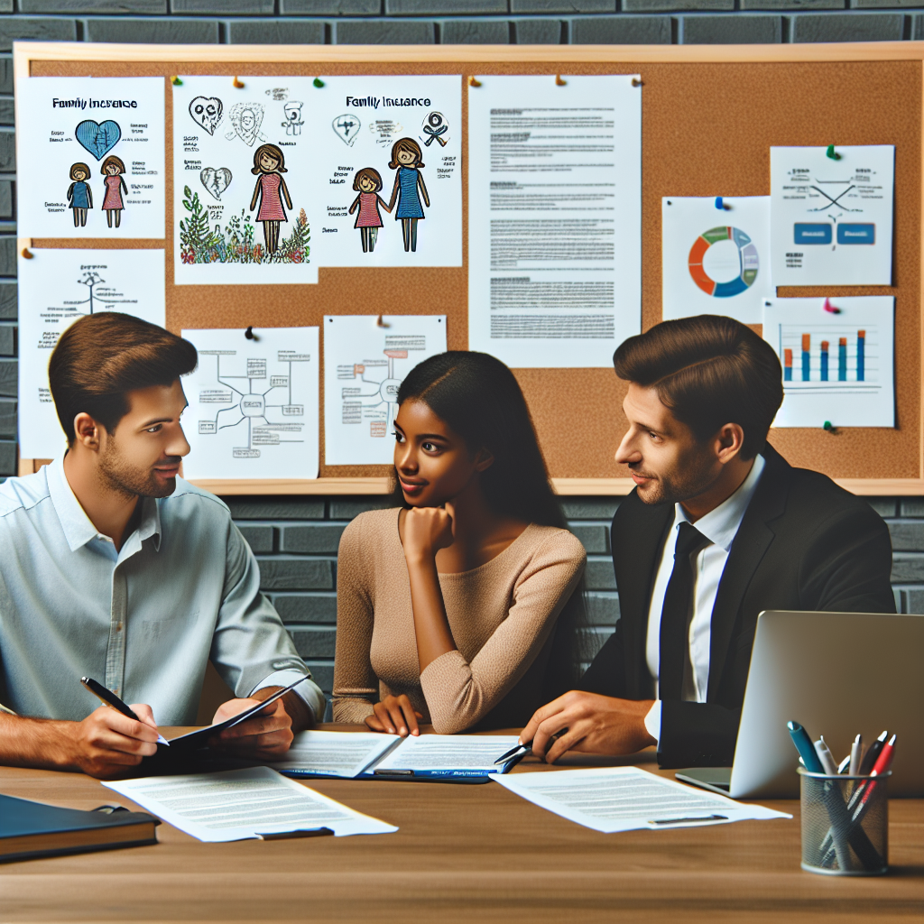 Team discussing insurance plans at the office