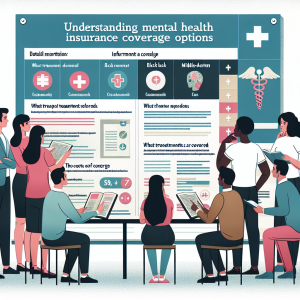 People discussing mental health insurance options chart.